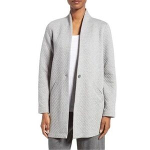 Eileen Fisher Quilted Jersey Stand Collar Grey Sz XL Jacket